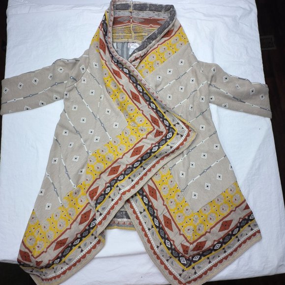 Anthropologie FREEWAY Open Front Waterfall Drape Cardigan Boho Fall Color way si - Picture 2 of 6